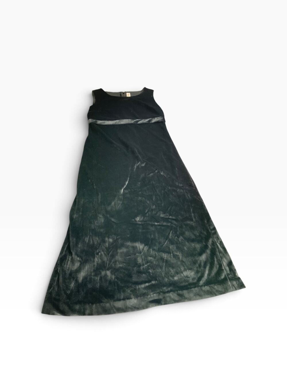Vintage Annette Glaser Black Velvet Maxi Dress USA Formal Evening Sleeveless